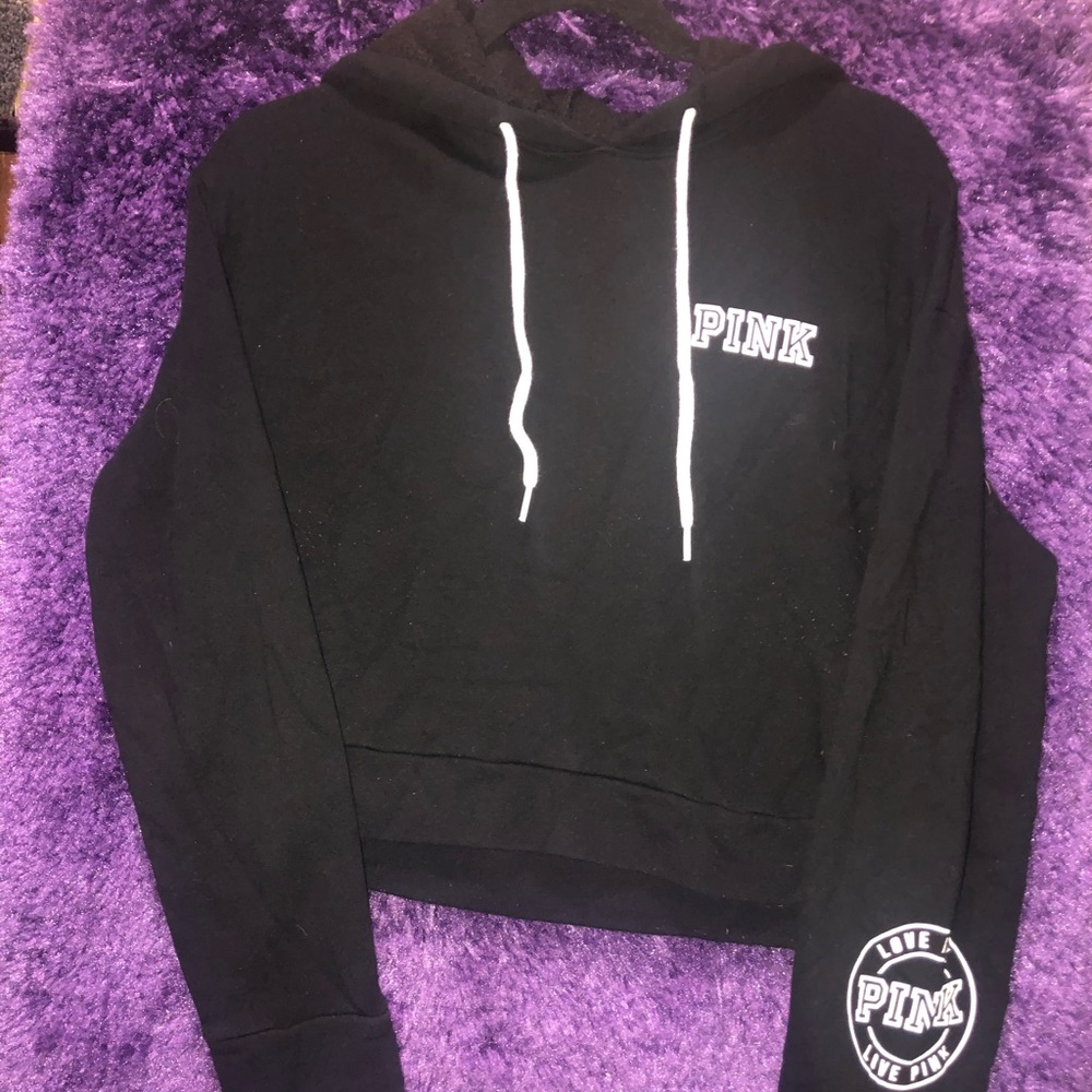 Black and white cropped hoodie